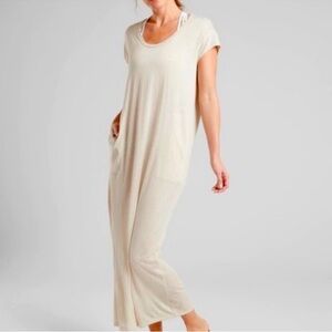 Athleta Semi-Sheer Martinique Maxi Dress in cream, size XS, NWT